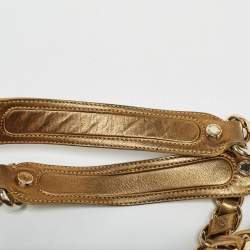 Etro Gold Paisley Embossed Leather Chain Tote