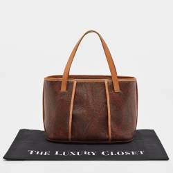 Pre Owned Etro Brown Paisley Printed Coated Canvas and Leather Tote