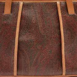 Pre Owned Etro Brown Paisley Printed Coated Canvas and Leather Tote