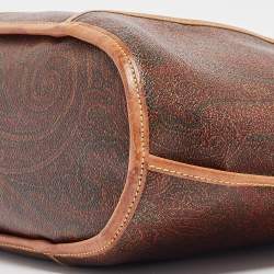 Pre Owned Etro Brown Paisley Printed Coated Canvas and Leather Tote