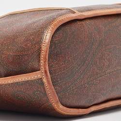 Pre Owned Etro Brown Paisley Printed Coated Canvas and Leather Tote