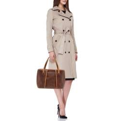 Pre Owned Etro Brown Paisley Printed Coated Canvas and Leather Tote