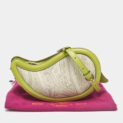 Etro Green/Grey Paisley Coated Canvas and Python Embossed Crossbody Bag