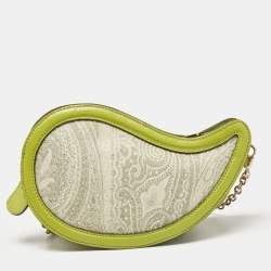 Etro Green/Grey Paisley Coated Canvas and Python Embossed Crossbody Bag