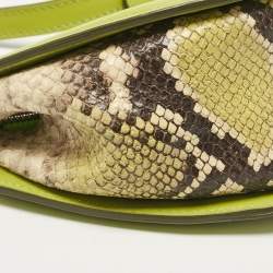 Etro Green/Grey Paisley Coated Canvas and Python Embossed Crossbody Bag