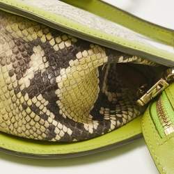 Etro Green/Grey Paisley Coated Canvas and Python Embossed Crossbody Bag