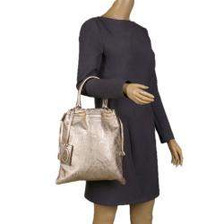 Pre Owned Etro Metallic Gold Paisley Embossed Leather Tote