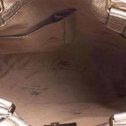 Pre Owned Etro Metallic Gold Paisley Embossed Leather Tote