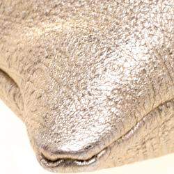 Pre Owned Etro Metallic Gold Paisley Embossed Leather Tote