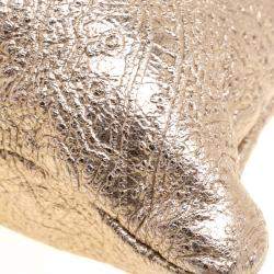 Pre Owned Etro Metallic Gold Paisley Embossed Leather Tote