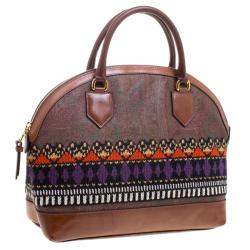 Pre Owned Etro Multicolor Paisley Printed Coated Canvas Crochet Detail Satchel