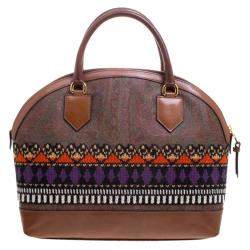 Pre Owned Etro Multicolor Paisley Printed Coated Canvas Crochet Detail Satchel