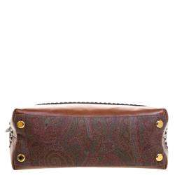 Pre Owned Etro Multicolor Paisley Printed Coated Canvas Crochet Detail Satchel