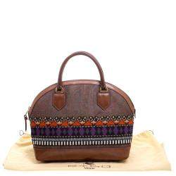 Pre Owned Etro Multicolor Paisley Printed Coated Canvas Crochet Detail Satchel