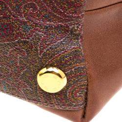 Pre Owned Etro Multicolor Paisley Printed Coated Canvas Crochet Detail Satchel