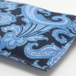 Pre Owned Etro Multicolor Blue Paisley Print Canvas Wristlet Pouch