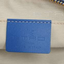 Pre Owned Etro Multicolor Blue Paisley Print Canvas Wristlet Pouch