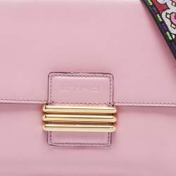 Etro Pink Leather Fold-Over Shoulder Bag