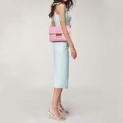 Etro Pink Leather Fold-Over Shoulder Bag