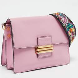 Etro Pink Leather Fold-Over Shoulder Bag