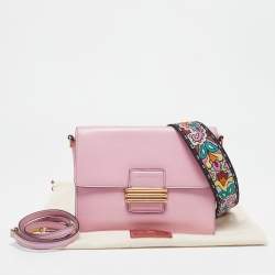 Etro Pink Leather Fold-Over Shoulder Bag