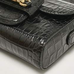 Pre Owned Etro Black Croc Embossed Leather Shoulder Bag