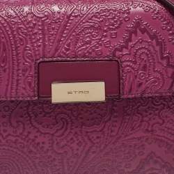 Etro Magenta Paisley Embossed Leather Shoulder Bag