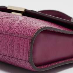 Etro Magenta Paisley Embossed Leather Shoulder Bag