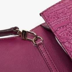 Etro Magenta Paisley Embossed Leather Shoulder Bag
