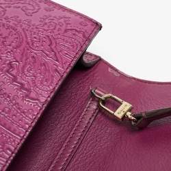 Etro Magenta Paisley Embossed Leather Shoulder Bag