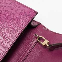 Etro Magenta Paisley Embossed Leather Shoulder Bag