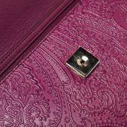 Etro Magenta Paisley Embossed Leather Shoulder Bag