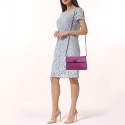 Etro Magenta Paisley Embossed Leather Shoulder Bag