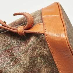 Etro Orange Paisley Print Coated Canvas and Leather Drawstring Backpack