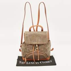 Etro Orange Paisley Print Coated Canvas and Leather Drawstring Backpack