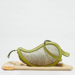 Etro Green/Grey Paisley Coated Canvas and Python Embossed Crossbody Bag