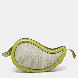 Etro Green/Grey Paisley Coated Canvas and Python Embossed Crossbody Bag