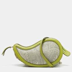 Etro Green/Grey Paisley Coated Canvas and Python Embossed Crossbody Bag