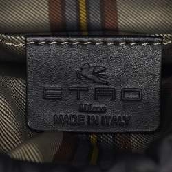 Pre Owned Etro Black Leather Mini Saturno Bucket Bag