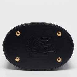 Pre Owned Etro Black Leather Mini Saturno Bucket Bag