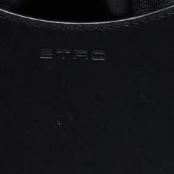 Pre Owned Etro Black Leather Mini Saturno Bucket Bag