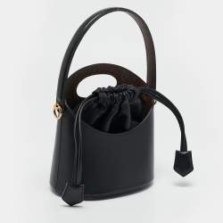 Pre Owned Etro Black Leather Mini Saturno Bucket Bag