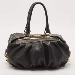 Etro Black Leather Pleated Shoulder Bag