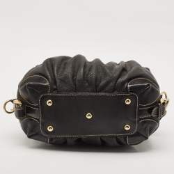 Etro Black Leather Pleated Shoulder Bag