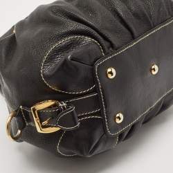 Etro Black Leather Pleated Shoulder Bag