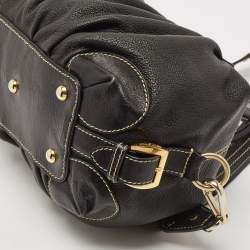 Etro Black Leather Pleated Shoulder Bag