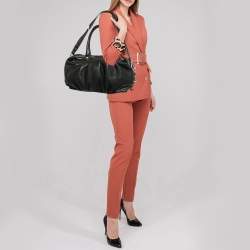 Etro Black Leather Pleated Shoulder Bag