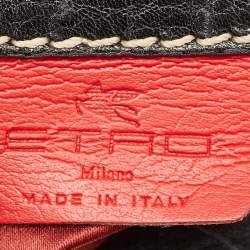 Etro Black Leather Pleated Shoulder Bag