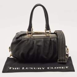 Etro Black Leather Pleated Shoulder Bag