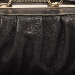 Etro Black Leather Pleated Shoulder Bag